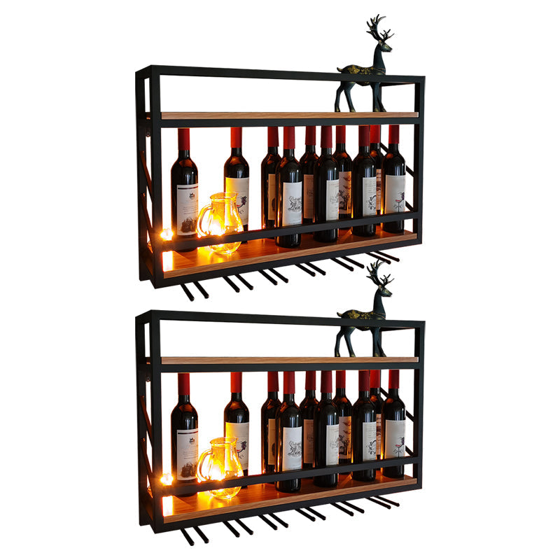 Pastilla de vino montada en la pared de madera y metal 8 "W x 22" H 12 botellas de 9 botellas con estante