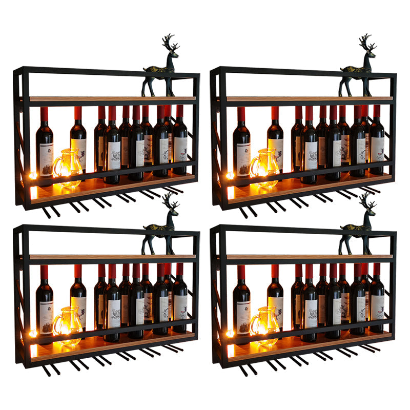 Pastilla de vino montada en la pared de madera y metal 8 "W x 22" H 12 botellas de 9 botellas con estante