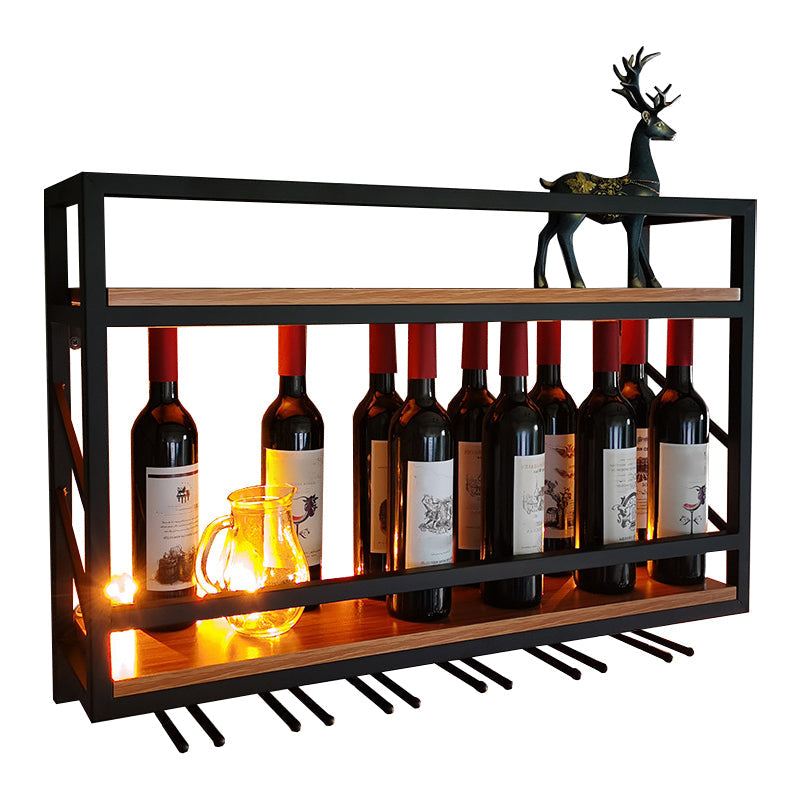 Pastilla de vino montada en la pared de madera y metal 8 "W x 22" H 12 botellas de 9 botellas con estante