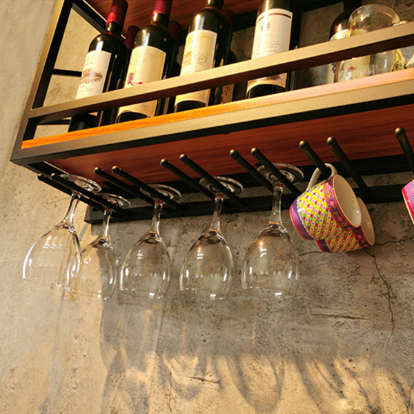 Pastilla de vino montada en la pared de madera y metal 8 "W x 22" H 12 botellas de 9 botellas con estante