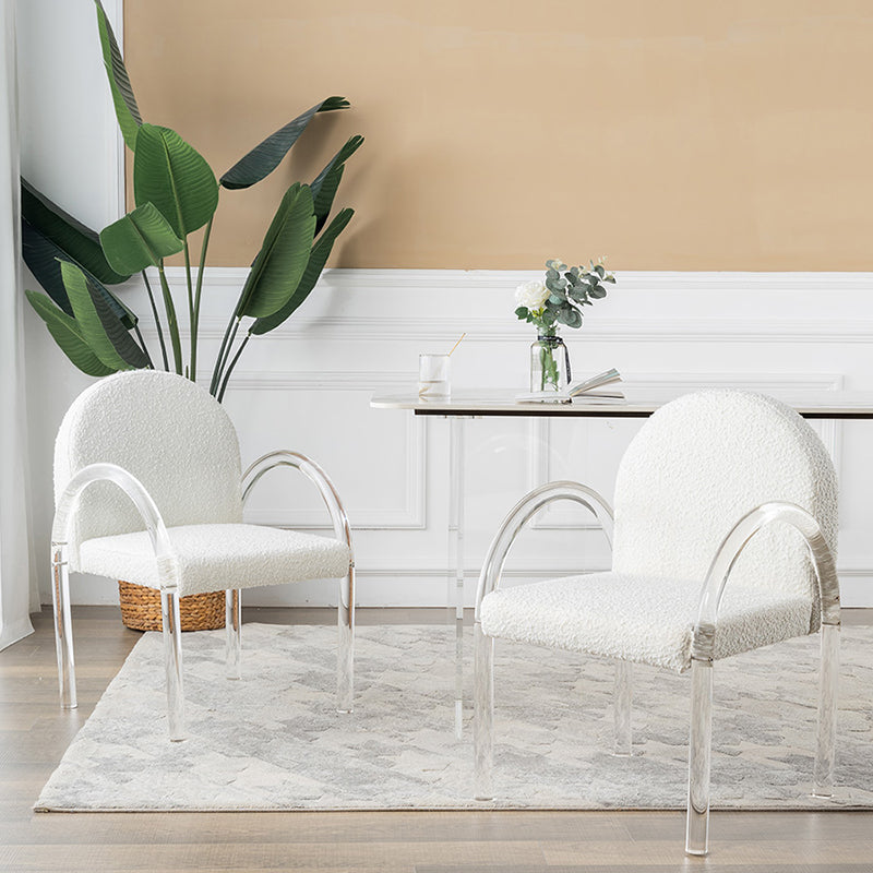 Tight Back Round Arms and Armless Basic Four Leg Accent Chair Set