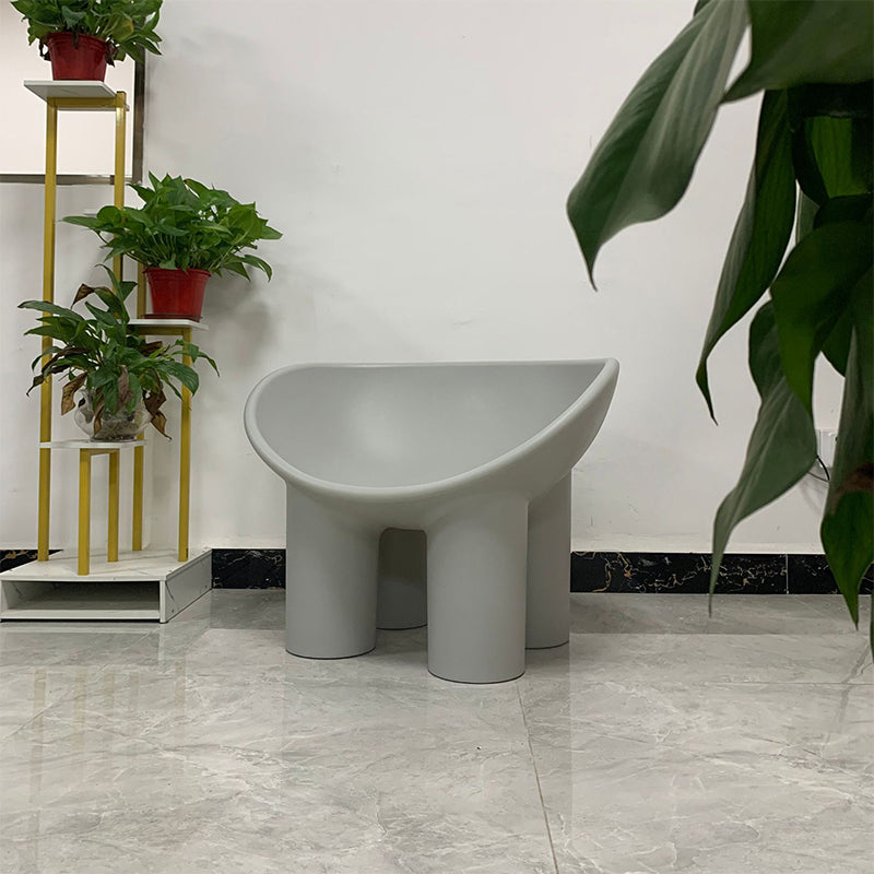 Modern Armless PP Accent Chair Bowl Shape Elephant Legs Papasan Chair Gray-White Clearhalo 'Accent Chairs' 'accent_chairs' 'Chairs & Seating' 'furn' 'furn_accent_chairs' 'Furniture' 'Living Room Furniture' 5533372