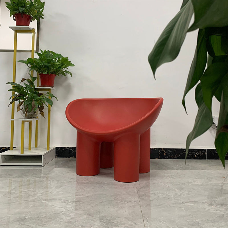 Modern Armless PP Accent Chair Bowl Shape Elephant Legs Papasan Chair Red Clearhalo 'Accent Chairs' 'accent_chairs' 'Chairs & Seating' 'furn' 'furn_accent_chairs' 'Furniture' 'Living Room Furniture' 5533373