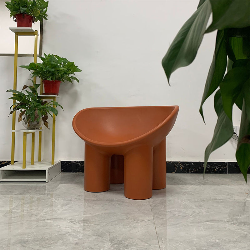 Modern Armless PP Accent Chair Bowl Shape Elephant Legs Papasan Chair Red Brown Clearhalo 'Accent Chairs' 'accent_chairs' 'Chairs & Seating' 'furn' 'furn_accent_chairs' 'Furniture' 'Living Room Furniture' 5533375