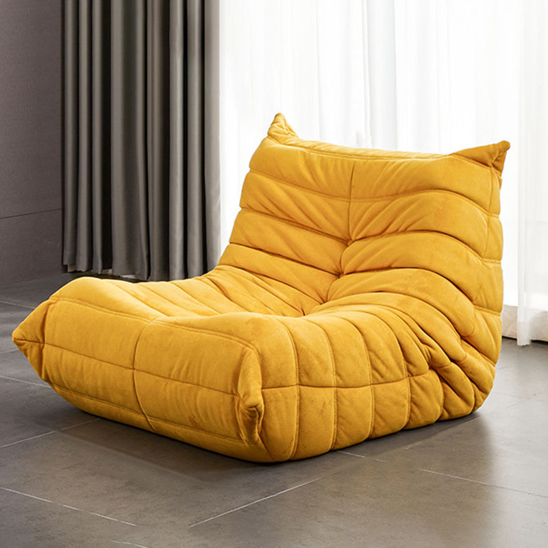 Caterpillar Lazy Sofa Can Lie down and Sleep Bedroom Small Sofa North Leisure Chair Lemon Yellow Suede Without Ottoman Clearhalo 'Accent Chairs' 'accent_chairs' 'Chairs & Seating' 'furn' 'furn_accent_chairs' 'Furniture' 'Living Room Furniture' 5533410