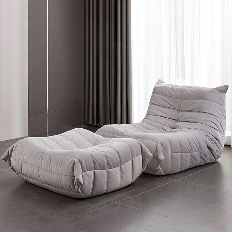 Caterpillar Lazy Sofa Can Lie down and Sleep Bedroom Small Sofa North Leisure Chair Cream Gray Suede With Ottoman Clearhalo 'Accent Chairs' 'accent_chairs' 'Chairs & Seating' 'furn' 'furn_accent_chairs' 'Furniture' 'Living Room Furniture' 5533411