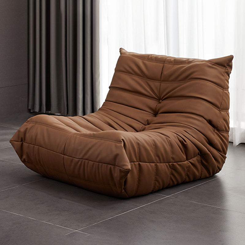 Caterpillar Lazy Sofa Can Lie down and Sleep Bedroom Small Sofa North Leisure Chair Brown PU（Polyurethane） Without Ottoman Clearhalo 'Accent Chairs' 'accent_chairs' 'Chairs & Seating' 'furn' 'furn_accent_chairs' 'Furniture' 'Living Room Furniture' 5533415