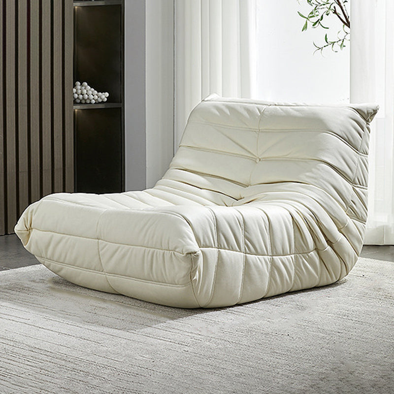 Caterpillar Lazy Sofa Can Lie down and Sleep Bedroom Small Sofa North Leisure Chair Off-White Faux Leather Without Ottoman Clearhalo 'Accent Chairs' 'accent_chairs' 'Chairs & Seating' 'furn' 'furn_accent_chairs' 'Furniture' 'Living Room Furniture' 5533416