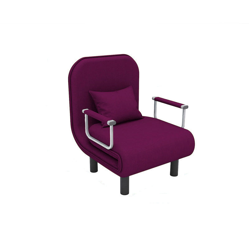 Convertible Accent chair Square Arms Velvet Convertible Chair with Basic Four Leg 26"L x 28"W x 31"H Purple-Red Clearhalo 'Accent Chairs' 'accent_chairs' 'Chairs & Seating' 'furn' 'furn_accent_chairs' 'Furniture' 'Living Room Furniture' 5533495
