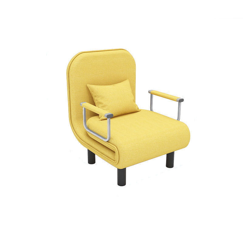 Convertible Accent chair Square Arms Velvet Convertible Chair with Basic Four Leg 26"L x 28"W x 31"H Yellow Clearhalo 'Accent Chairs' 'accent_chairs' 'Chairs & Seating' 'furn' 'furn_accent_chairs' 'Furniture' 'Living Room Furniture' 5533496