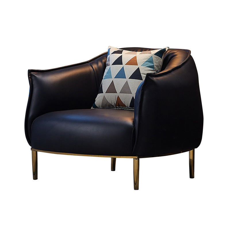 32.28"L x 31.89"W x 29.92"H Faux Leather Barrel Chair,Modern Sloped Arms Chair