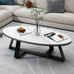 Oval Coffee Table Cocktail Table Slate Coffee Table for Living Room