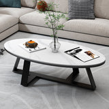 Oval Coffee Table Cocktail Table Slate Coffee Table for Living Room