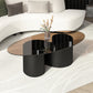 Contemporary Oval Top Coffee Table with Abstract Base Cocktail Table Black Brown Clearhalo 'Coffee & Accent Tables' 'Coffee Tables' 'coffee_tables' 'furn' 'furn_coffee_tables' 'Furniture' 'Living Room Furniture' 5533633