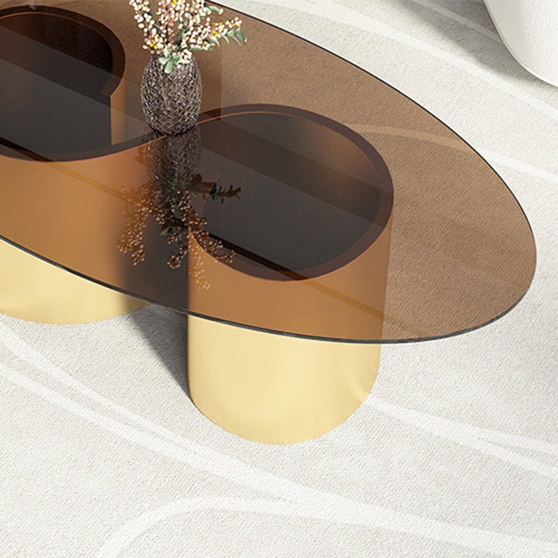 Contemporary Oval Top Coffee Table with Abstract Base Cocktail Table Clearhalo 'Coffee & Accent Tables' 'Coffee Tables' 'coffee_tables' 'furn' 'furn_coffee_tables' 'Furniture' 'Living Room Furniture' 5533640