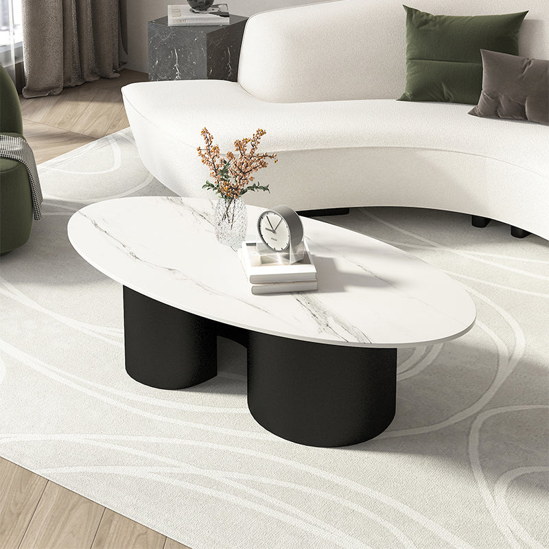 Contemporary Oval Top Coffee Table with Abstract Base Cocktail Table Black White Clearhalo 'Coffee & Accent Tables' 'Coffee Tables' 'coffee_tables' 'furn' 'furn_coffee_tables' 'Furniture' 'Living Room Furniture' 5533642
