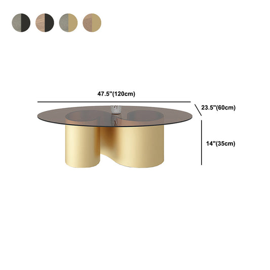 Tavolino da top ovale contemporaneo con tavolino da cocktail di base astratta