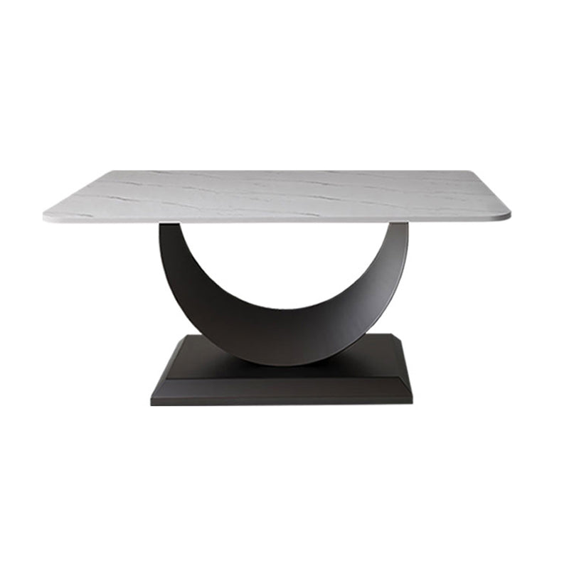 Glam Stone Coffee Table with Steel Pedestal Base and Rectangle Top Clearhalo 'Coffee & Accent Tables' 'Coffee Tables' 'coffee_tables' 'furn' 'furn_coffee_tables' 'Furniture' 'Living Room Furniture' 5533670