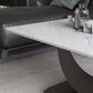 Glam Stone Coffee Table with Steel Pedestal Base and Rectangle Top Clearhalo 'Coffee & Accent Tables' 'Coffee Tables' 'coffee_tables' 'furn' 'furn_coffee_tables' 'Furniture' 'Living Room Furniture' 5533673