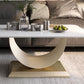 Glam Stone Coffee Table with Steel Pedestal Base and Rectangle Top Clearhalo 'Coffee & Accent Tables' 'Coffee Tables' 'coffee_tables' 'furn' 'furn_coffee_tables' 'Furniture' 'Living Room Furniture' 5533674