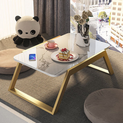 Glam Rectangle Marble Coffee Table with Iron Sled Base 1 Piece Gold Clearhalo 'Coffee & Accent Tables' 'Coffee Tables' 'coffee_tables' 'furn' 'furn_coffee_tables' 'Furniture' 'Living Room Furniture' 5533712
