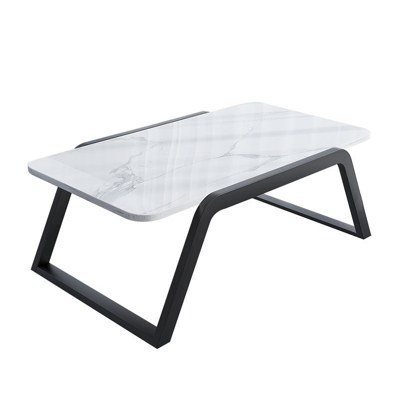 Glam Rectangle Marble Coffee Table with Iron Sled Base 1 Piece Clearhalo 'Coffee & Accent Tables' 'Coffee Tables' 'coffee_tables' 'furn' 'furn_coffee_tables' 'Furniture' 'Living Room Furniture' 5533715