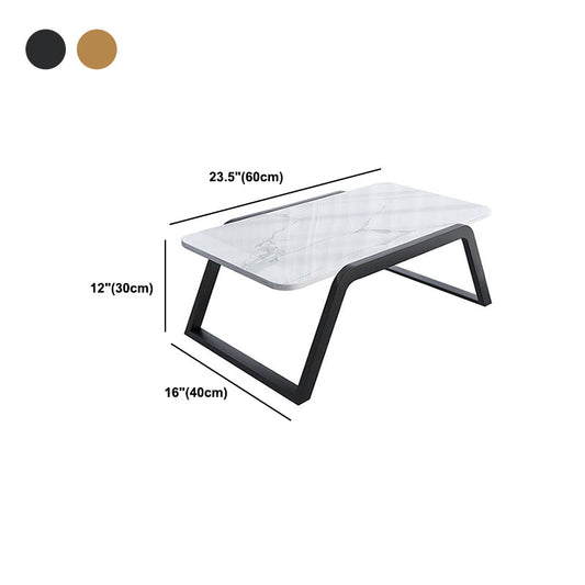 Glam Rectangle Marble Coffee Table with Iron Sled Base 1 Piece