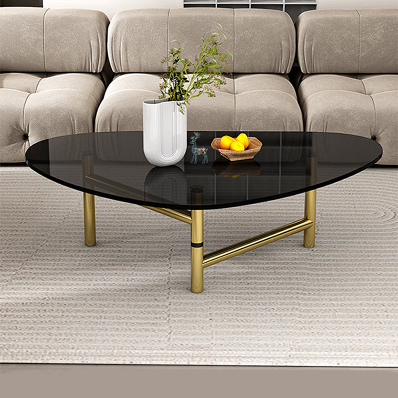 Modern Tempered Glass Top Coffee Table Triangle Coffee Table Grey Gold Clearhalo 'Coffee & Accent Tables' 'Coffee Tables' 'coffee_tables' 'furn' 'furn_coffee_tables' 'Furniture' 'Living Room Furniture' 5533738