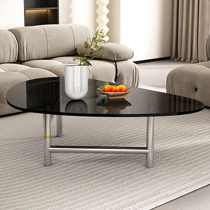 Modern Tempered Glass Top Coffee Table Triangle Coffee Table Grey Silver Clearhalo 'Coffee & Accent Tables' 'Coffee Tables' 'coffee_tables' 'furn' 'furn_coffee_tables' 'Furniture' 'Living Room Furniture' 5533739