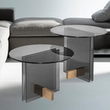 Tavolino moderno da 21,6 pollici in vetro rotondo.