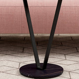 Round Side End Table with Slate Top, Contemporary Frame End Table