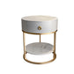 Modernistic Round End Table with Slate Top,  Double Tier Frame End Table