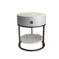Modernistic Round End Table with Slate Top,  Double Tier Frame End Table