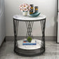 Contemporary Storage Frame End Table Round End Table with Slate Top