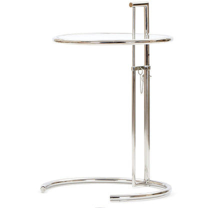 Moderne 20-inch ronde glazen bovenste eindtafel metalen c bijzettafel- verstelbare hoogte