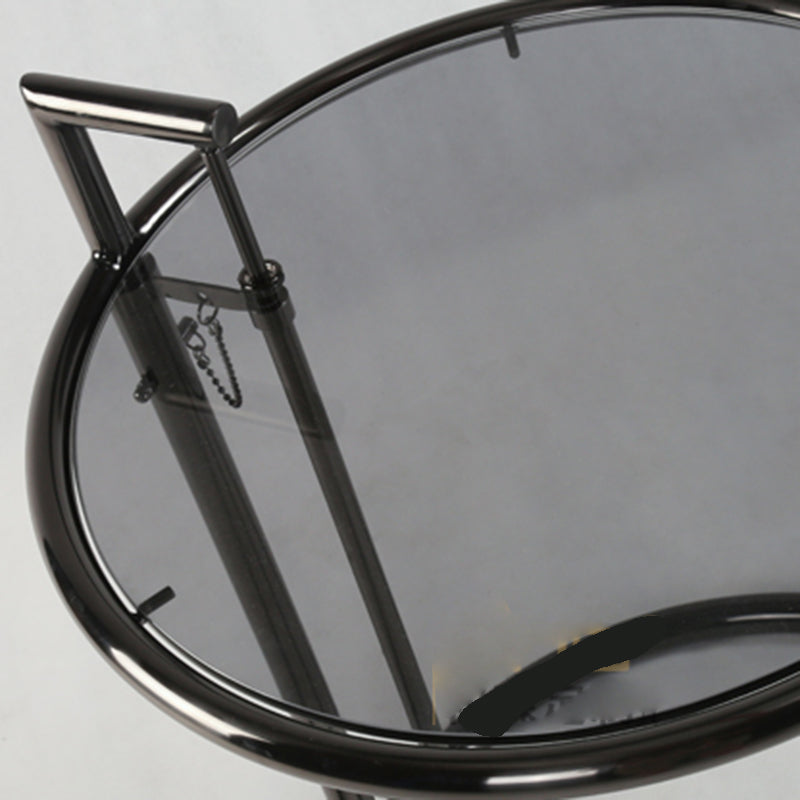 Moderne 20-inch ronde glazen bovenste eindtafel metalen c bijzettafel- verstelbare hoogte
