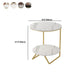 Modern Metal C Side Table Round Slate Side End Table with Shelf