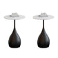 Modern Round Stone Pedestal Sofa Side Accent Table - Dia 12.6-In