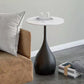 Modern Round Stone Pedestal Sofa Side Accent Table - Dia 12.6-In