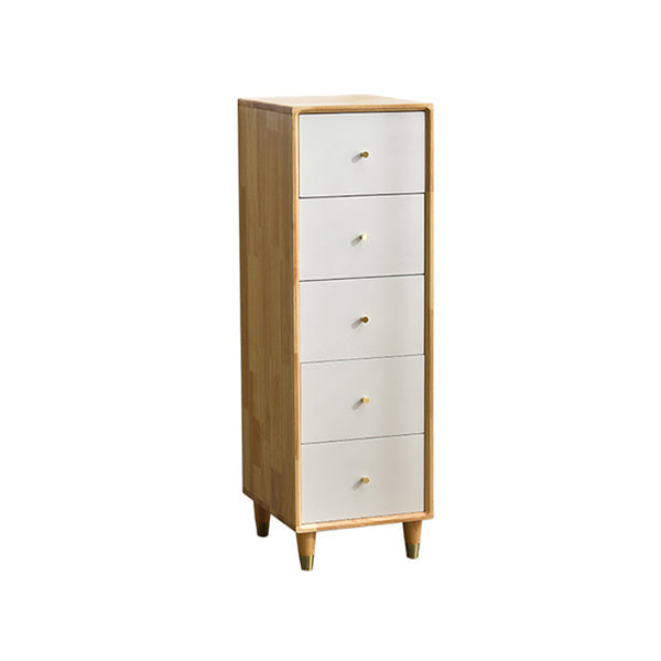 15.74" Wide Modern Wooden Accent Chest Rubberwood Chest with 5 Drawers