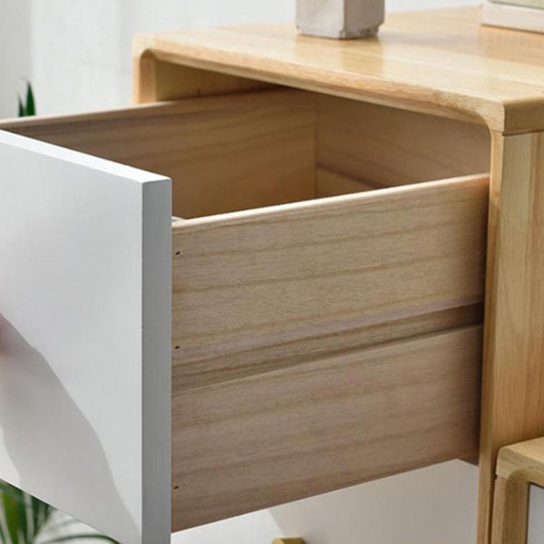 15.74 "de ancho acento de madera moderno cofonio de madera de goma con 5 cajones