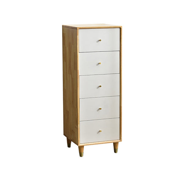 15.74" Wide Modern Wooden Accent Chest Rubberwood Chest with 5 Drawers
