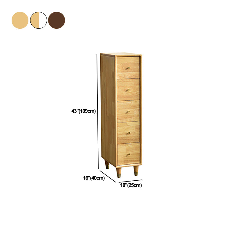 15.74" Wide Modern Wooden Accent Chest Rubberwood Chest with 5 Drawers