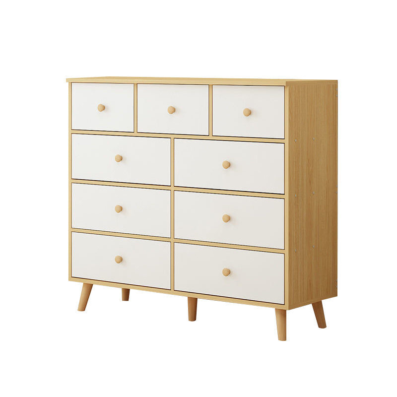 Contemporary Accent Chest with Drawers Wooden Straight Legs Chest 39"L x 16"W x 35"H 9 Brown Clearhalo 'Cabinets & Chests' 'cabinets_chests' 'furn' 'furn_cabinets_chests' 'Furniture' 'Living Room Furniture' 5534314