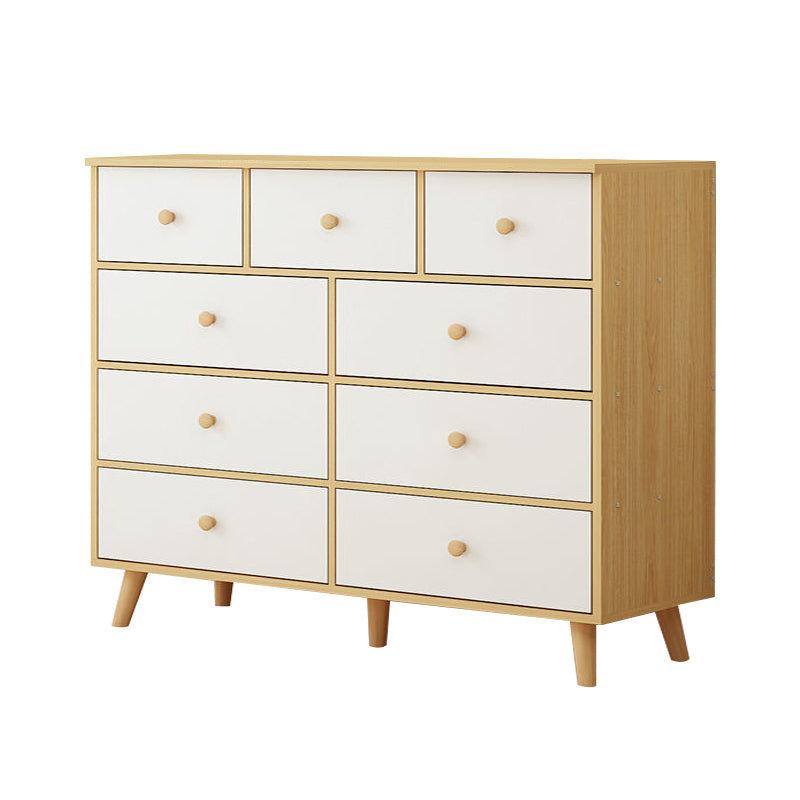 Contemporary Accent Chest with Drawers Wooden Straight Legs Chest 47"L x 16"W x 35"H 9 Brown Clearhalo 'Cabinets & Chests' 'cabinets_chests' 'furn' 'furn_cabinets_chests' 'Furniture' 'Living Room Furniture' 5534319