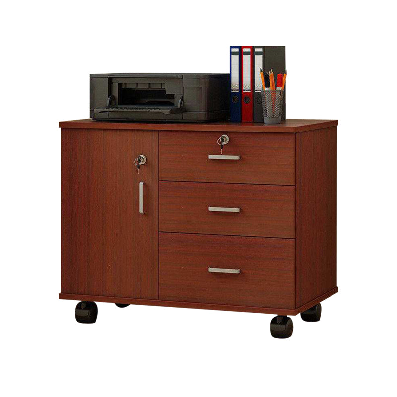 Modern Wooden Accent Cabinet with 1 Door Side Cabinet with Drawers