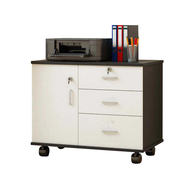 Modern Wooden Accent Cabinet with 1 Door Side Cabinet with Drawers