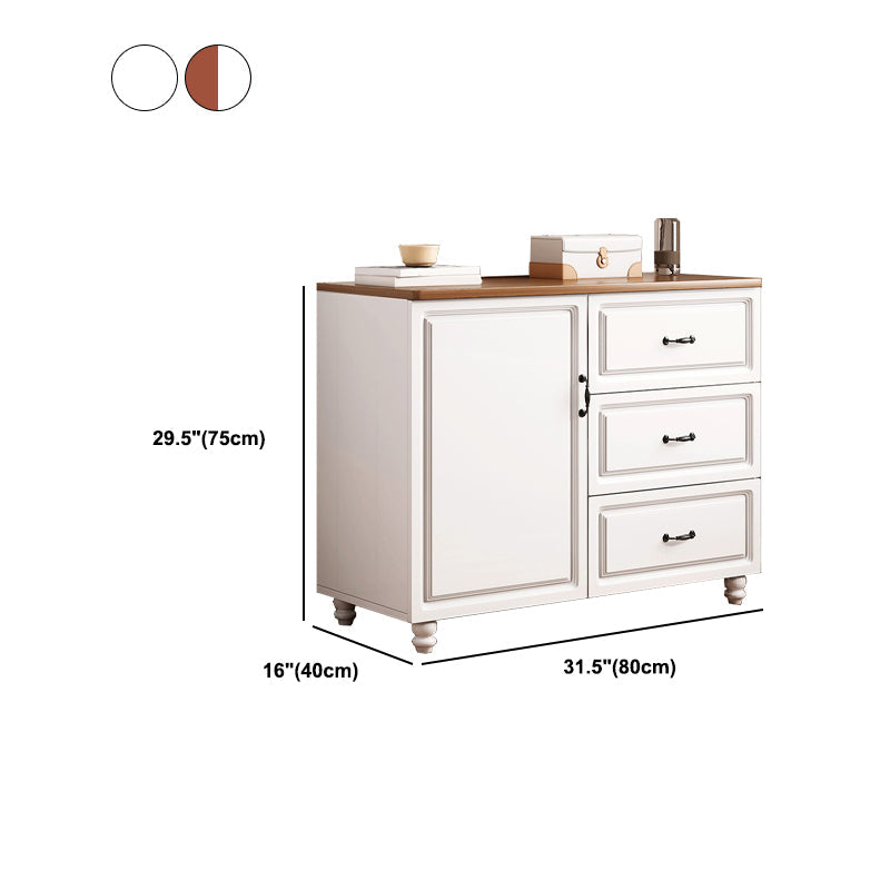 White Wood Accent Cabinet with Drawers 15.74" Wide Modern Standard Side Cabinet Clearhalo 'Cabinets & Chests' 'cabinets_chests' 'furn' 'furn_cabinets_chests' 'Furniture' 'Living Room Furniture' 5534401