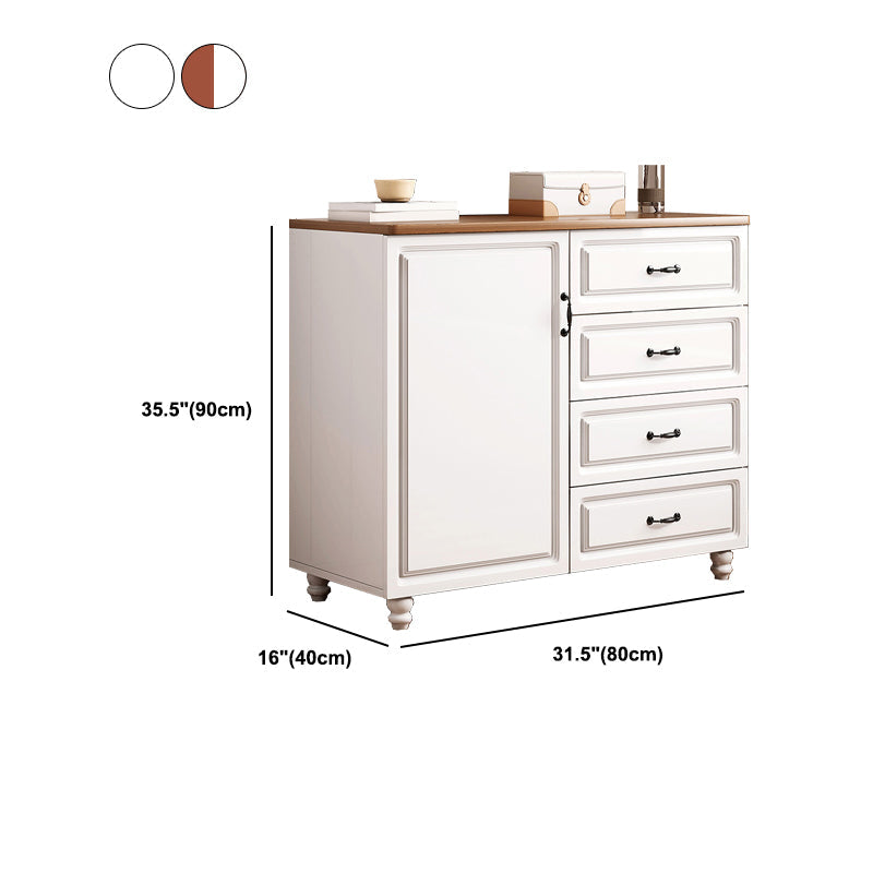 White Wood Accent Cabinet with Drawers 15.74" Wide Modern Standard Side Cabinet Clearhalo 'Cabinets & Chests' 'cabinets_chests' 'furn' 'furn_cabinets_chests' 'Furniture' 'Living Room Furniture' 5534402