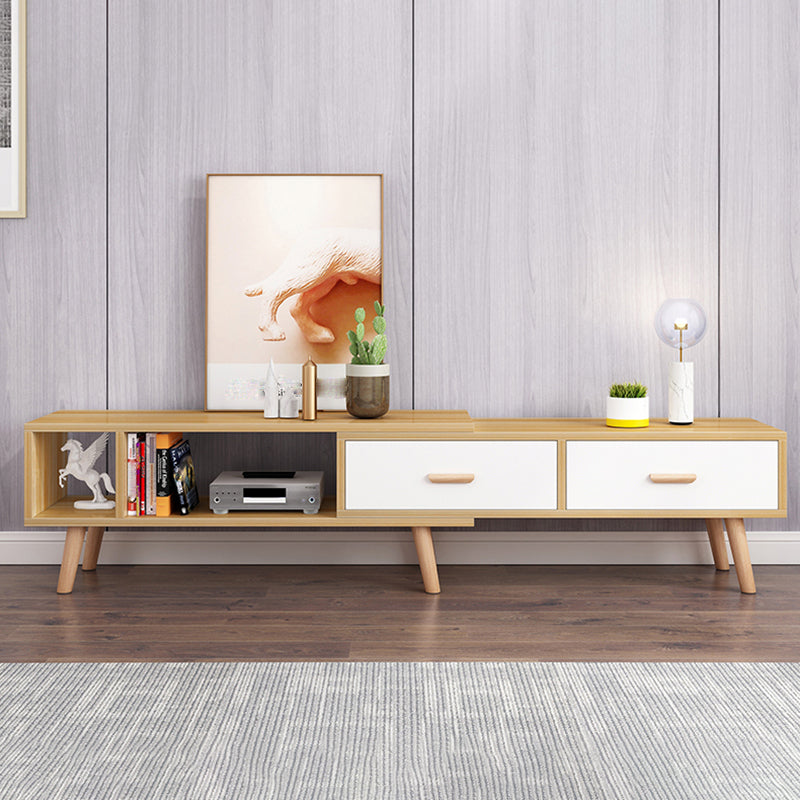 12" - Brede houten tv-standaard, verschuifbare Scandinavische tv-console met 2/3/4 lades
